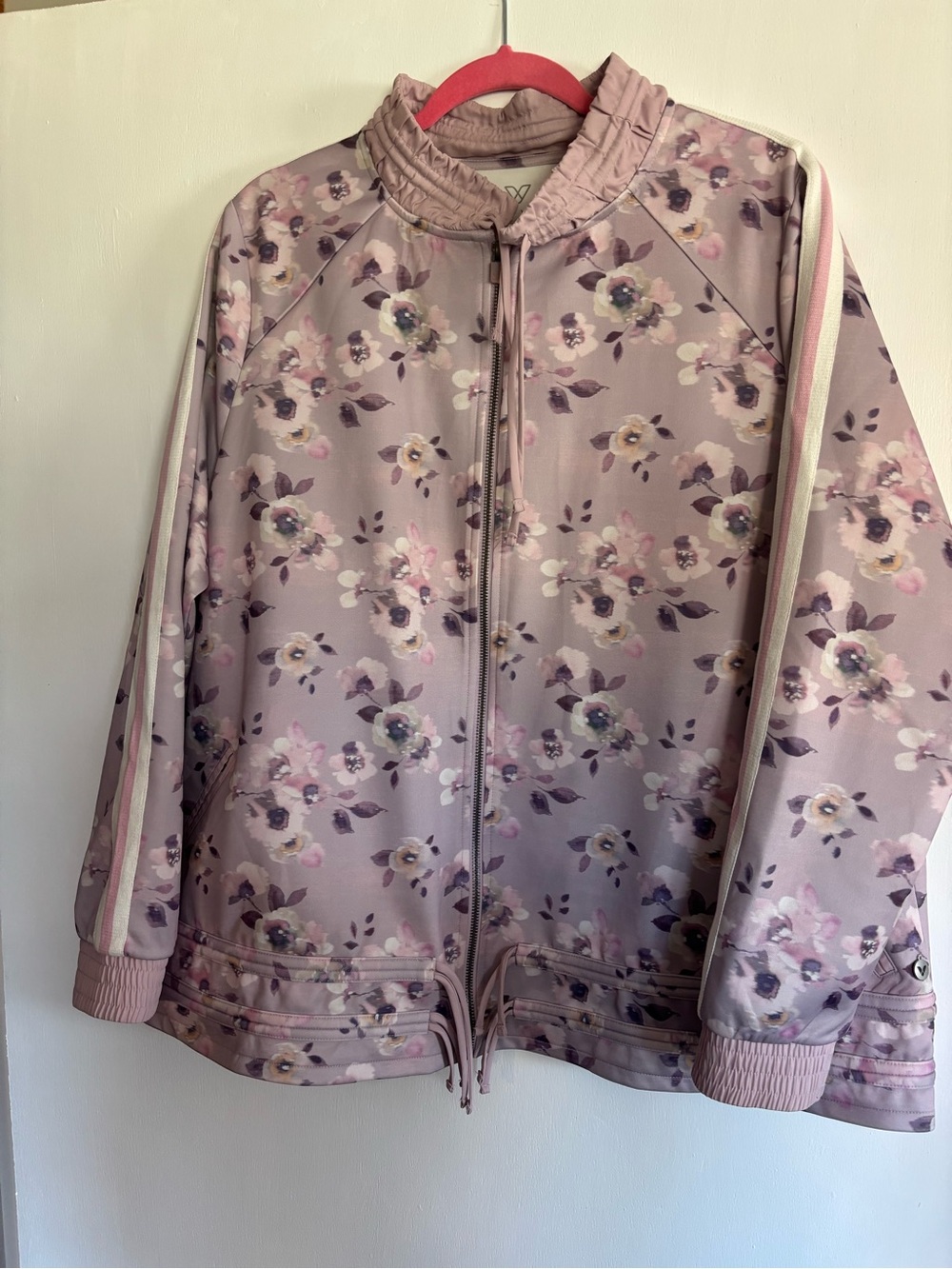 Lane Bryant Livi Floral Pink Track Jacket and Pants Set - Picture 2 of 3